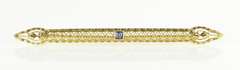 14K Yellow Gold Art Deco Filigree Princess Iolite Bar Pin/Brooch