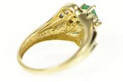 10K Yellow Gold Natural Emerald Diamond Accent Bypass Ring