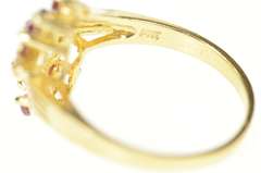 14K Yellow Gold Ruby Marquise Cluster Diamond Accent Bypass Ring