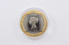 1990 Isle Of Man 1 Crown Penny Black Gold Proof 1 T Oz AGW - Box & COA