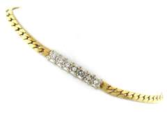 Fancy Gold Link Bracelet w Small Diamonds
