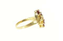 14K Yellow Gold Ruby Marquise Cluster Diamond Accent Bypass Ring
