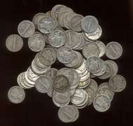 Nice lot of 100 assorted Old Winged-Head Mercury Dimes