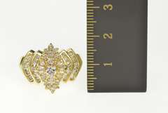 14K Yellow Gold 1.35 Ctw Diamond Elegant Cluster Statement Ring