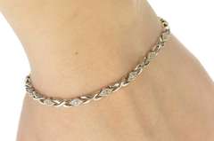 10K White Gold Diamond X Criss Cross Link Chain Tennis Bracelet