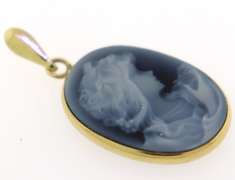 Italian 14K Gold Yellow Gold Reversible Cameo Pendant