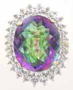 Sparkling Massive Mystic Topaz & White Topaz Ring in Vermeil