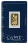 Pure .9999 Fine Gold Suisse PAMP 5 gram bar. Sealed with S/N