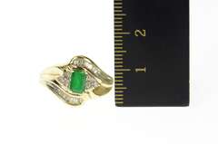 10K Yellow Gold Natural Emerald Diamond Accent Bypass Ring