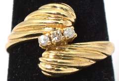 Unusual Wraparound-Style Ring with Diamonds in 14KT Yellow Gold