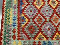 COLORFUL HAND KNOTTED KLIM RUNNER 5x6.6