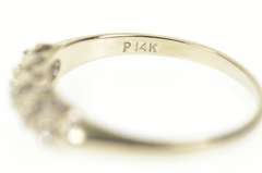 14K White Gold Five Stone Classic Diamond Wedding Band Ring