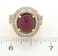 Ravishing Cabochon Ruby & White Topaz Ring in Vermeil