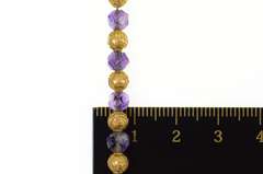 14K Yellow Gold Ornate Victorian Etched Beaded Amethyst Necklace