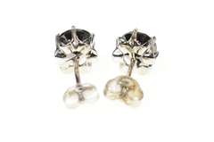 14K White Gold 3.56 Ctw Black Diamond Solitaire Stud Earrings