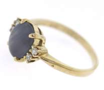 Fantastic 14kt Yellow Gold Oval Star Sapphire and Diamond Ring