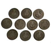 10 1883 Rackateer Variety No Cents  Barber V Nickels
