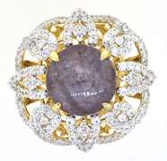 Colossal Genuine 16.71CTS Star Ruby & White Sapphire Ring in Vermeil