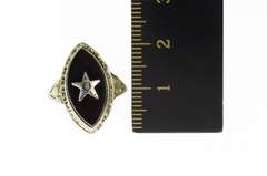 14K White Gold Art Deco Order of the Eastern Star Marquise Ring