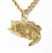 Detailed Fish Necklace in 14KT Yellow Gold