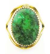 Vintage Large Gold-Filled Jade Ring, Size 5
