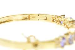 14K Yellow Gold Pear Tanzanite Diamond Statement Bangle Bracelet