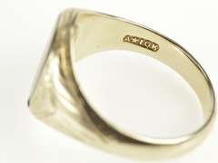 10K White Gold Art Deco Black Onyx S Monogram Letter Men's Ring