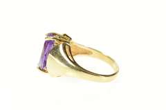10K Yellow Gold Graduated Marquise Amethyst Solitaire Ring