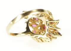 14K Yellow Gold Marquise Ruby Diamond Bypass Cluster Cocktail Ring