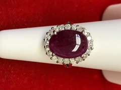 14K GOLD LADIES DIAMOND AND RUBY RING.
