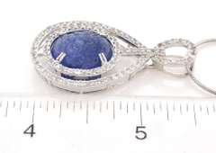 Gorgeous Massive 11.40CTS Carved Tanzanite & Sapphire Necklace in Sterling Silver