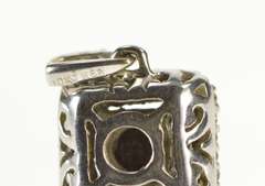 10K White Gold Black and White Diamond Square Halo Pendant