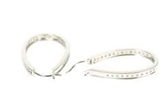 10K White Gold 1.00 Ctw Diamond Inside Outside Oval Hoop Earrings