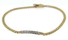 Fancy Gold Link Bracelet w Small Diamonds