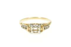 14K Yellow Gold 1940's Ornate Two Tone Engagement Setting Ring