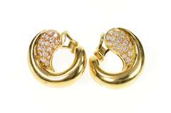 18K Yellow Gold 1.20 Ctw Diamond Torres Designer Clip Back Earrings