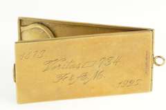 10K Yellow Gold Art Deco 47x26.7mm Masonic Enamel Card Case Pendant