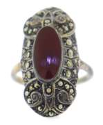 Sterling Silver Carnelian Marcasite Ring
