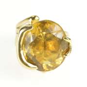 14K Yellow Gold Citrine Solitaire Abstract Freeform Statement Ring