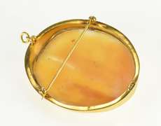 14K Yellow Gold Victorian Carved Japanese Kimono Cameo Pendant/Pin
