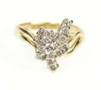 14K Yellow Gold 0.45 Ctw Diamond Freefrom Cluster Statement Ring