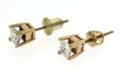Elegant 14kt YG Princess Cut Diamond Stud Earrings