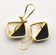 Stylish Mothof Pearl and Black Onyx Earrings