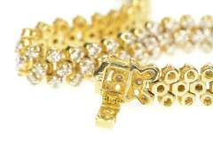 14K Yellow Gold 4.05 Ctw Diamond Lattice Encrusted Tennis Bracelet
