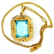 Stunning 10K Tri-Color Gold Topaz Pendant & Chain