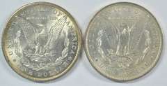 Near Gem BU 1886 and 1896 Morgan Silver Dollars
