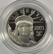 Gem Ultra Cameo PRF 2003-W $25 Platinum Eagle. Box/COA
