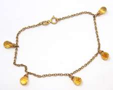 Yellow Gold Citrine Charm Bracelet