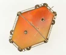 14K Yellow Gold Victorian Diamond Inset Carved Lady Cameo Pendant/Pin