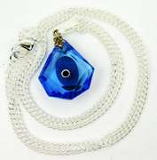 Vintage Faceted Glass & Sterling Miraculous Mary Necklace